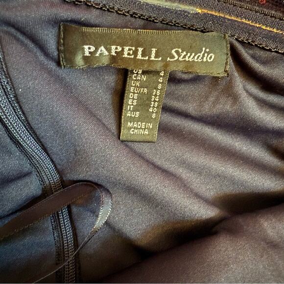 Adrianna Papell Papell Studio Women's Corded Off-The-Shoulder Sequin Gown Sz 4 - Picture 6 of 9